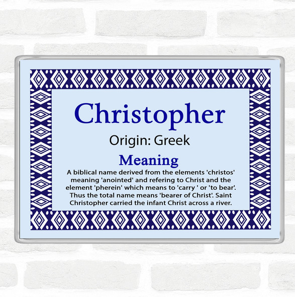 Christopher Name Meaning Jumbo Fridge Magnet Blue