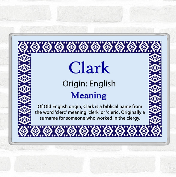 Clark Name Meaning Jumbo Fridge Magnet Blue