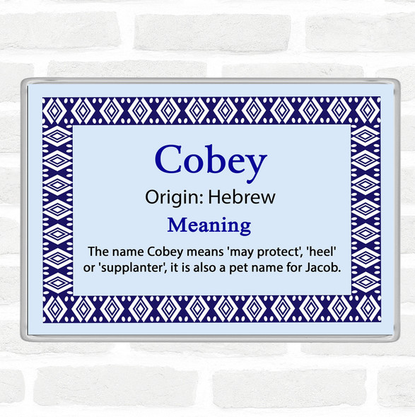 Cobey Name Meaning Jumbo Fridge Magnet Blue