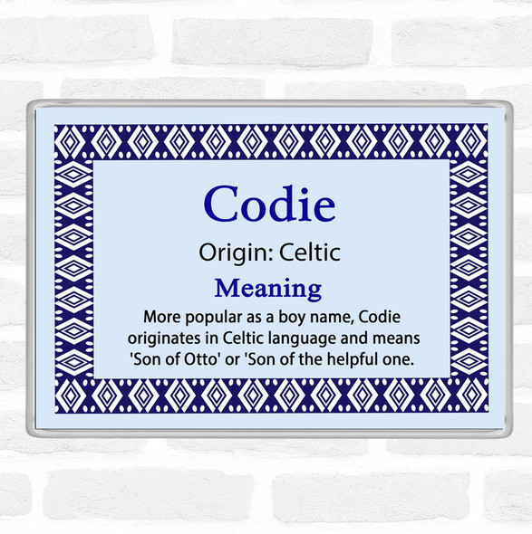 Codie Name Meaning Jumbo Fridge Magnet Blue