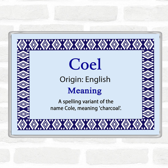 Coel Name Meaning Jumbo Fridge Magnet Blue