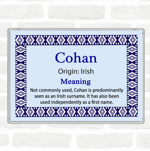 Cohan Name Meaning Jumbo Fridge Magnet Blue