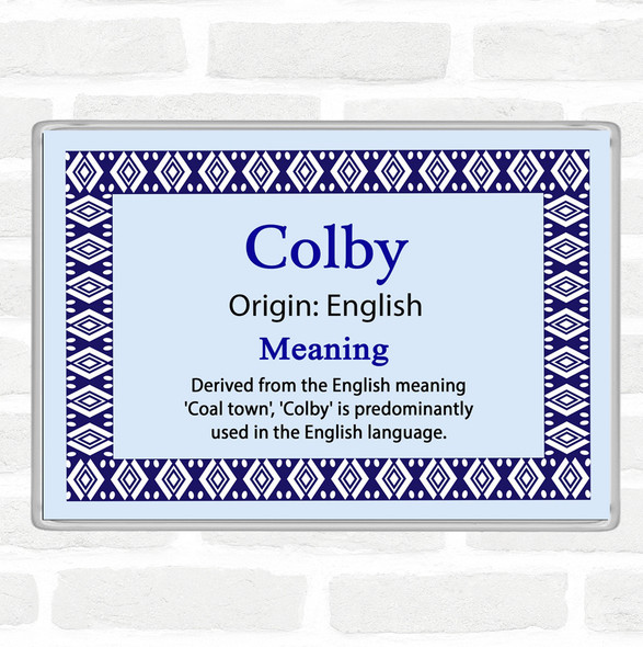 Colby Name Meaning Jumbo Fridge Magnet Blue