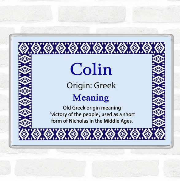 Colin Name Meaning Jumbo Fridge Magnet Blue