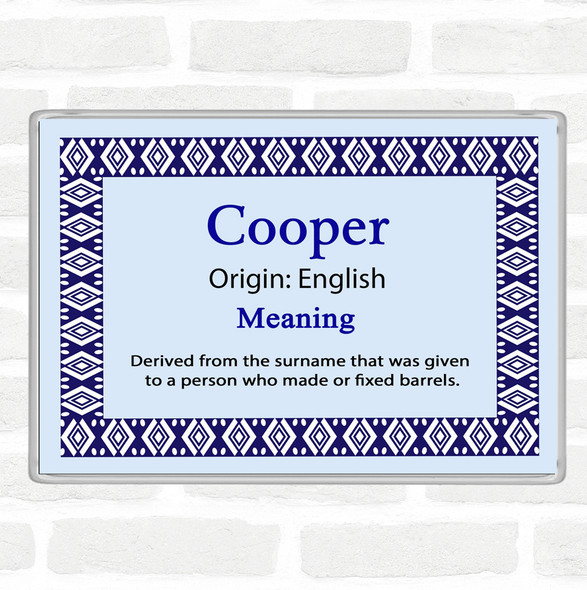 Cooper Name Meaning Jumbo Fridge Magnet Blue