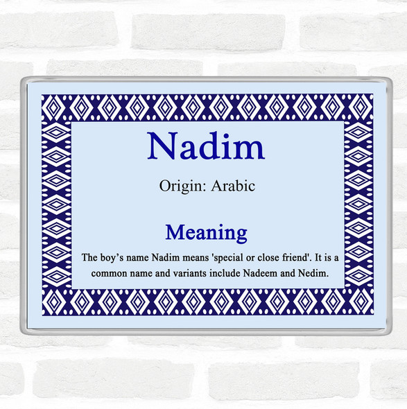 Nadim Name Meaning Jumbo Fridge Magnet Blue