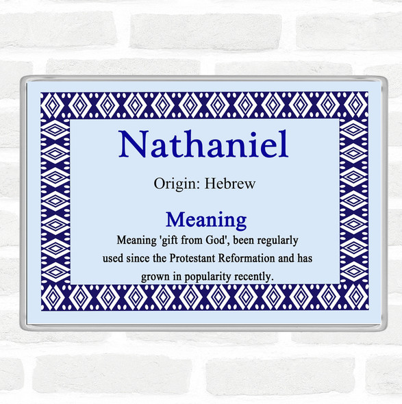 Nathaniel Name Meaning Jumbo Fridge Magnet Blue