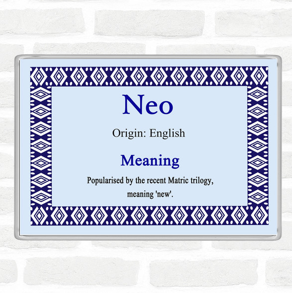 Neo Name Meaning Jumbo Fridge Magnet Blue