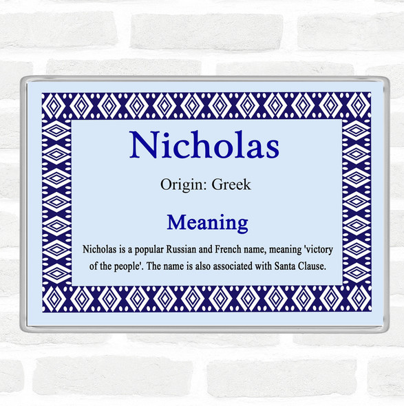 Nicholas Name Meaning Jumbo Fridge Magnet Blue