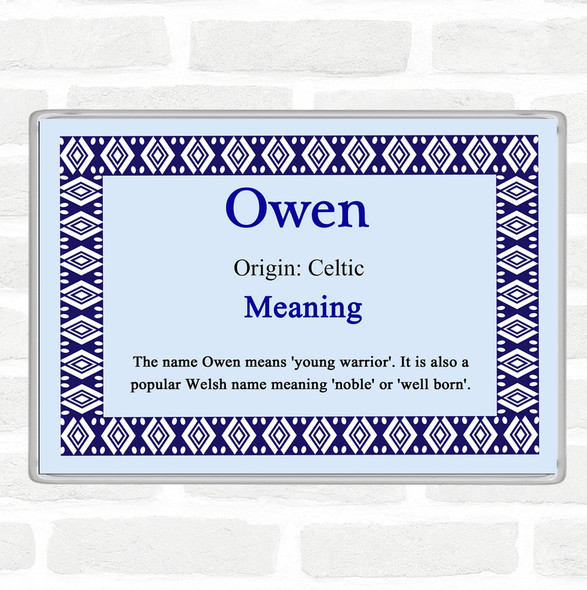 Owen Name Meaning Jumbo Fridge Magnet Blue
