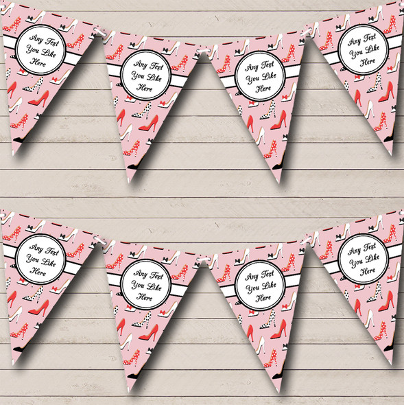 Pink & White Stiletto Shoes Personalised Hen Do Night Party Bunting