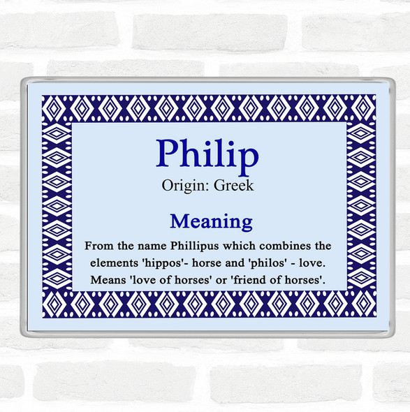 Philip Name Meaning Jumbo Fridge Magnet Blue