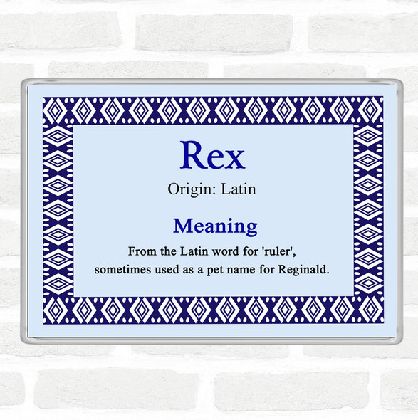 Rex Name Meaning Jumbo Fridge Magnet Blue