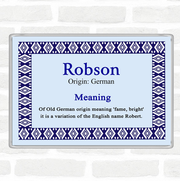 Robson Name Meaning Jumbo Fridge Magnet Blue