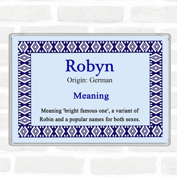 Robyn Name Meaning Jumbo Fridge Magnet Blue