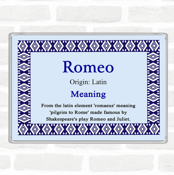 Romeo Name Meaning Jumbo Fridge Magnet Blue