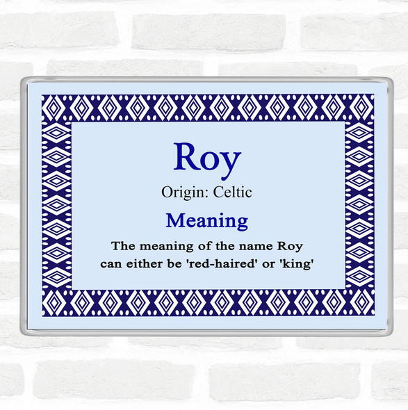 Roy Name Meaning Jumbo Fridge Magnet Blue