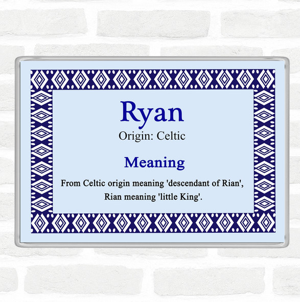 Ryan Name Meaning Jumbo Fridge Magnet Blue