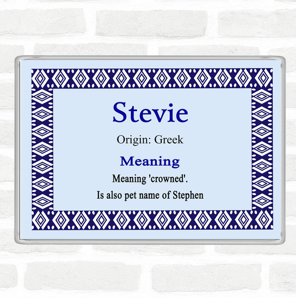 Stevie Name Meaning Jumbo Fridge Magnet Blue