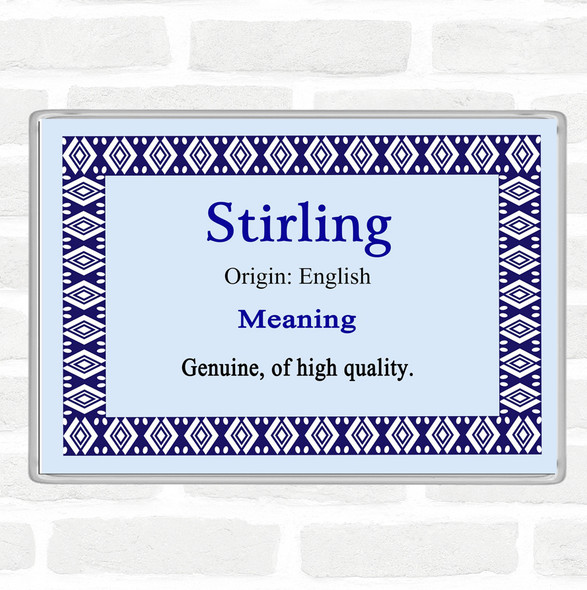 Stirling Name Meaning Jumbo Fridge Magnet Blue