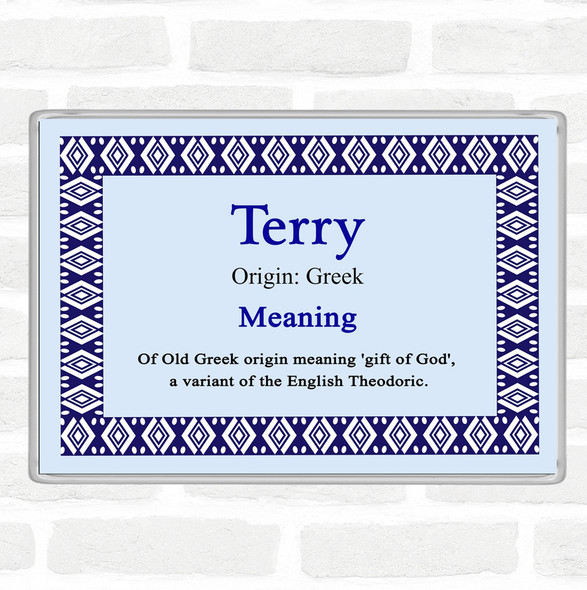 Terry Name Meaning Jumbo Fridge Magnet Blue