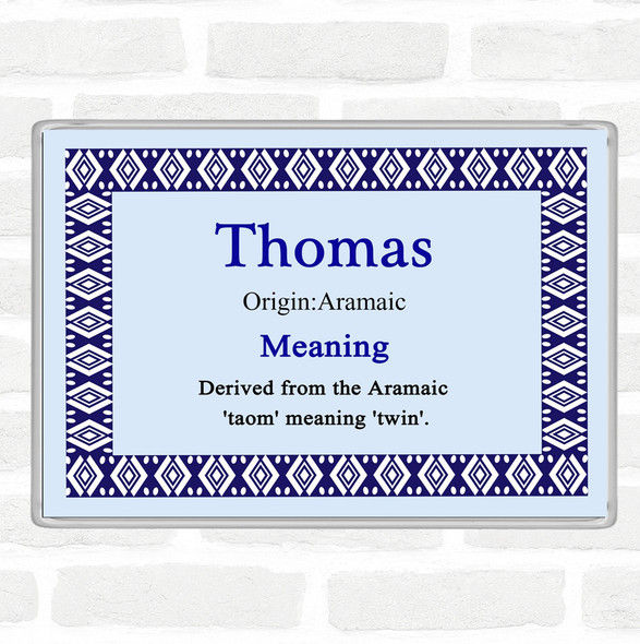 Thomas Name Meaning Jumbo Fridge Magnet Blue