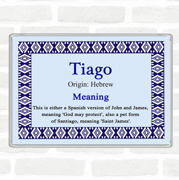 Tiago Name Meaning Jumbo Fridge Magnet Blue