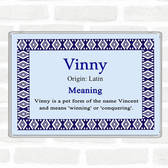 Vinny Name Meaning Jumbo Fridge Magnet Blue