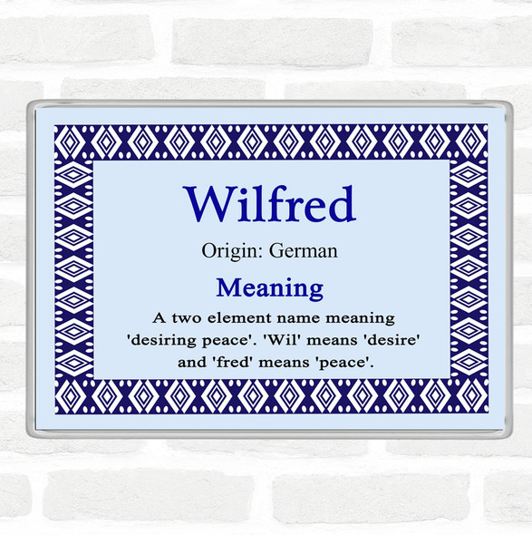 Wilfred Name Meaning Jumbo Fridge Magnet Blue