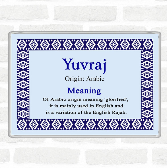 Yuvraj Name Meaning Jumbo Fridge Magnet Blue