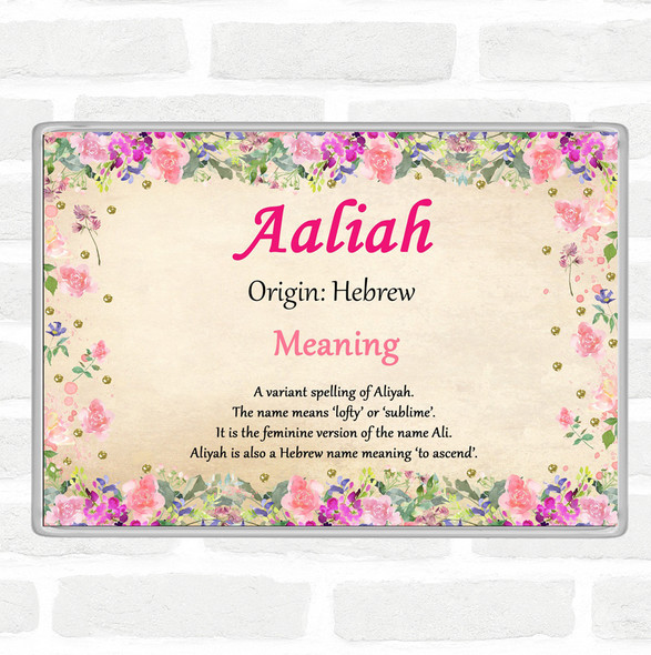 Aaliah Name Meaning Jumbo Fridge Magnet Floral