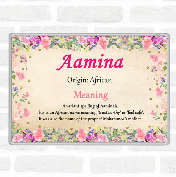 Aamina Name Meaning Jumbo Fridge Magnet Floral