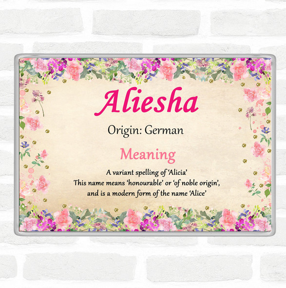 Aliesha Name Meaning Jumbo Fridge Magnet Floral