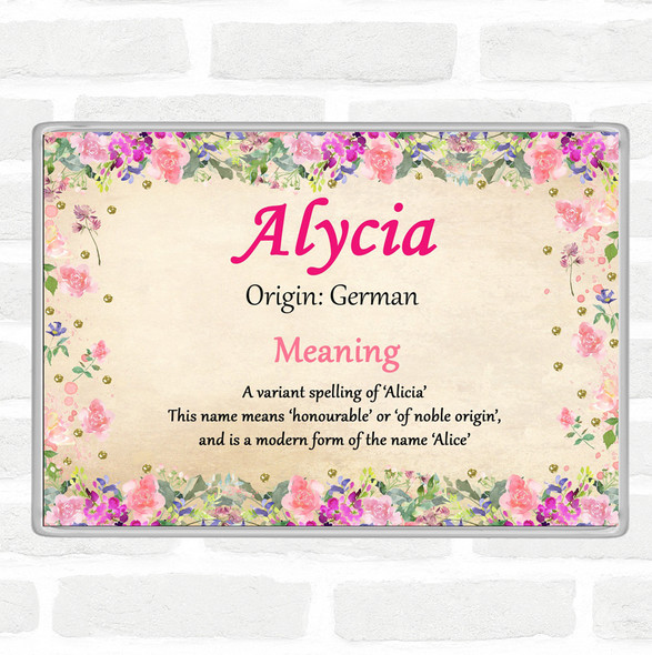 Alycia Name Meaning Jumbo Fridge Magnet Floral
