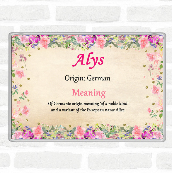 Alys Name Meaning Jumbo Fridge Magnet Floral