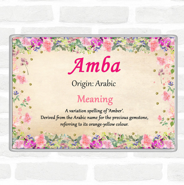 Amba Name Meaning Jumbo Fridge Magnet Floral