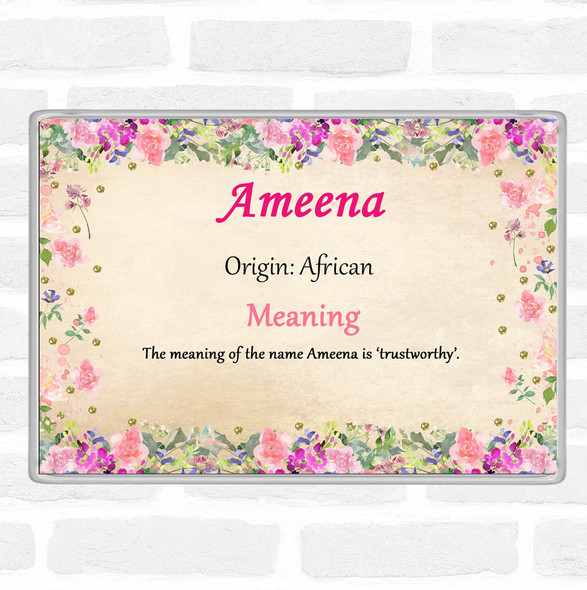 Ameena Name Meaning Jumbo Fridge Magnet Floral