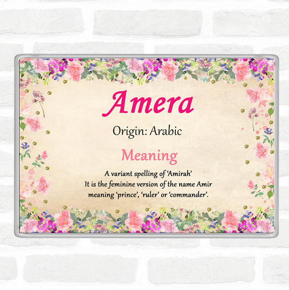 Amera Name Meaning Jumbo Fridge Magnet Floral