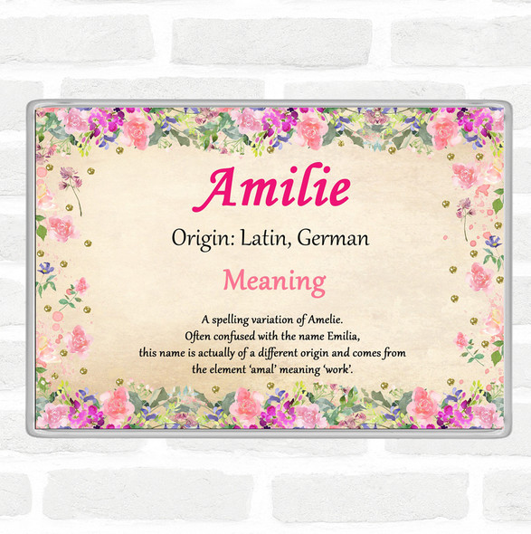Amilie Name Meaning Jumbo Fridge Magnet Floral