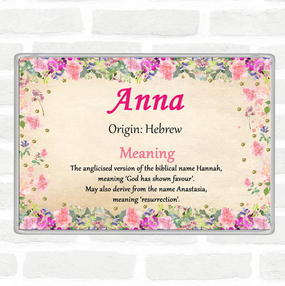 Anna Name Meaning Jumbo Fridge Magnet Floral