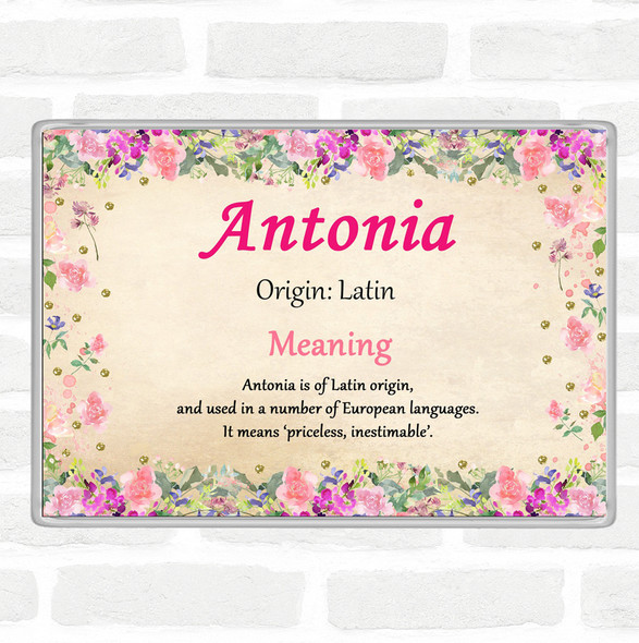 Antonia Name Meaning Jumbo Fridge Magnet Floral