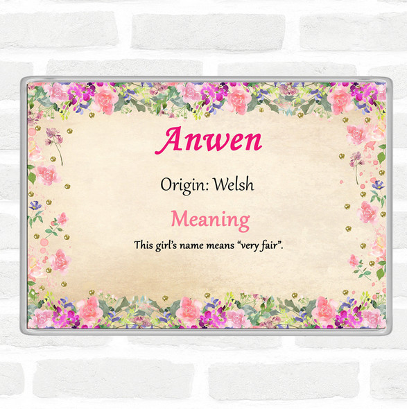 Anwen Name Meaning Jumbo Fridge Magnet Floral