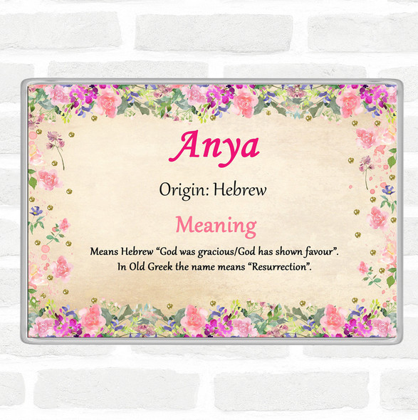 Anya Name Meaning Jumbo Fridge Magnet Floral