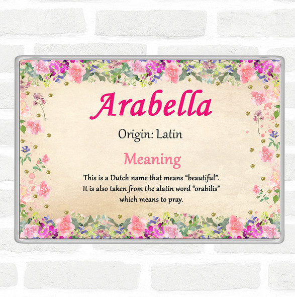 Arabella Name Meaning Jumbo Fridge Magnet Floral