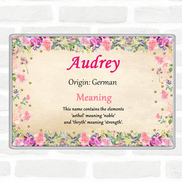 Audrey Name Meaning Jumbo Fridge Magnet Floral