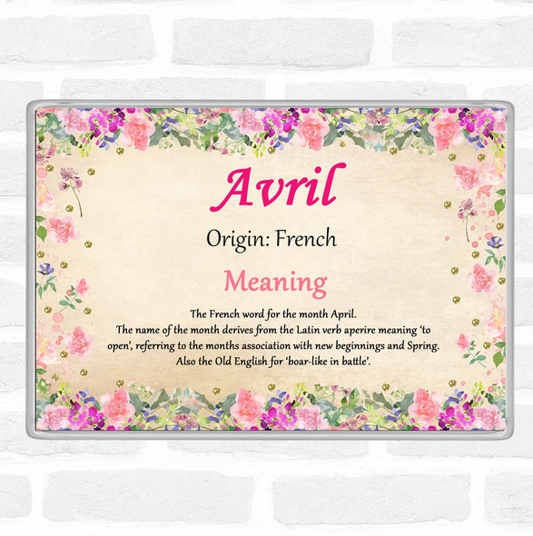 Avril Name Meaning Jumbo Fridge Magnet Floral