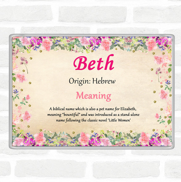 Beth Name Meaning Jumbo Fridge Magnet Floral