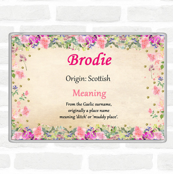 Brodie Name Meaning Floral Certificate The Card Zoo