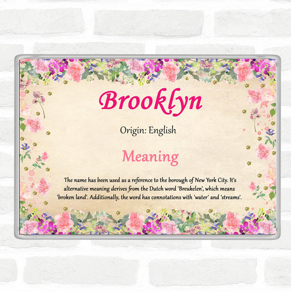 Brooklyn Name Meaning Jumbo Fridge Magnet Floral