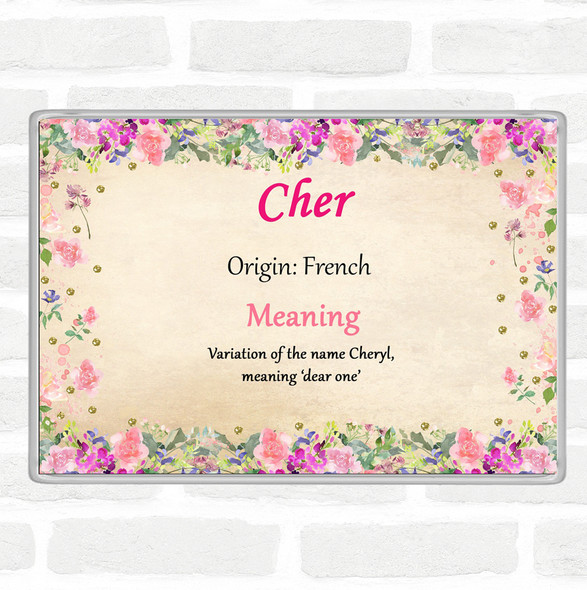 Cher Name Meaning Jumbo Fridge Magnet Floral